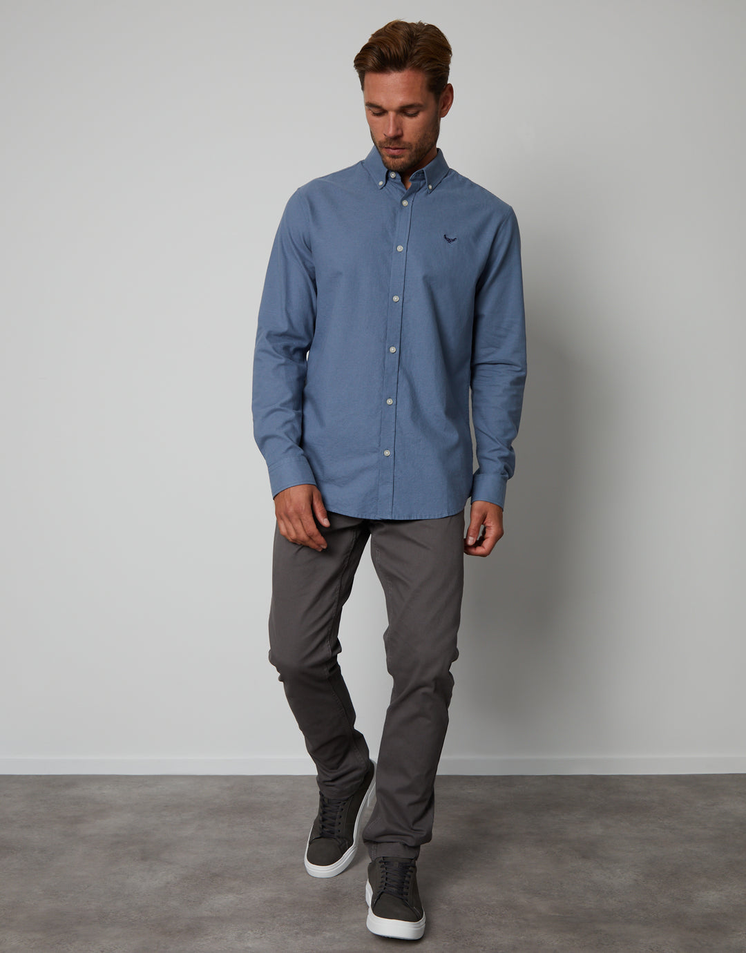 Denim Blue Cotton Long Sleeve Shirt