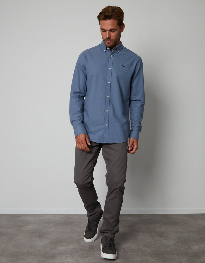 Denim Blue Cotton Long Sleeve Shirt