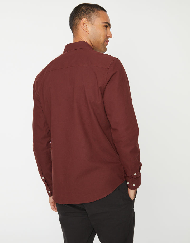 Rust Orange Cotton Long Sleeve Shirt