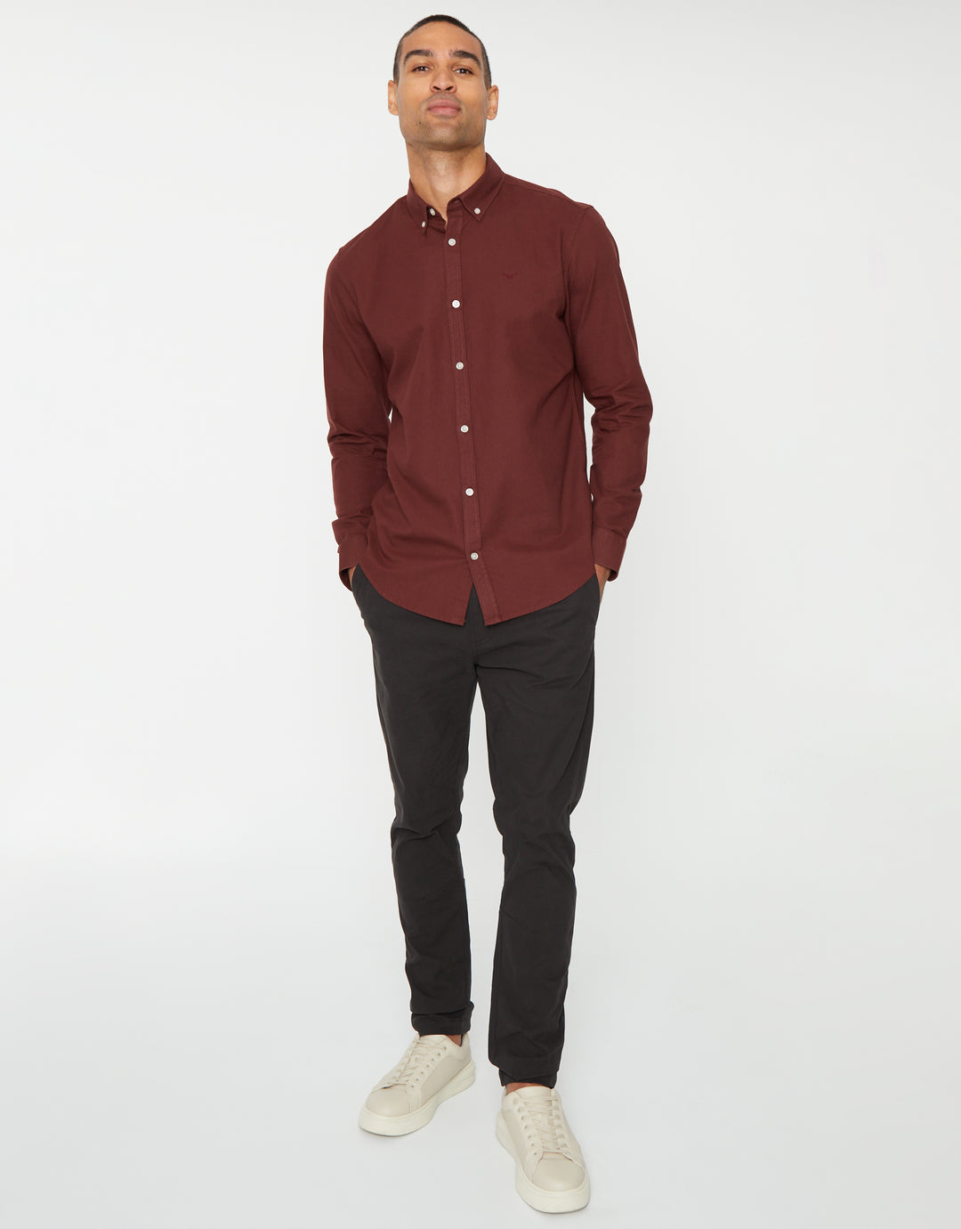 Rust Orange Cotton Long Sleeve Shirt