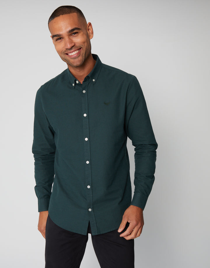 Forest Green Cotton Long Sleeve Shirt