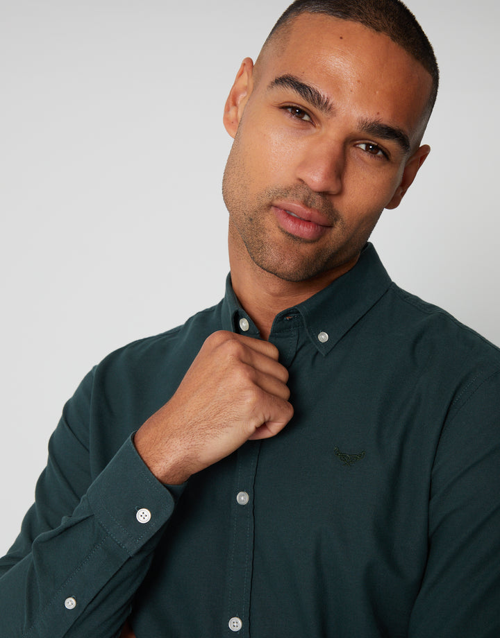 Forest Green Cotton Long Sleeve Shirt