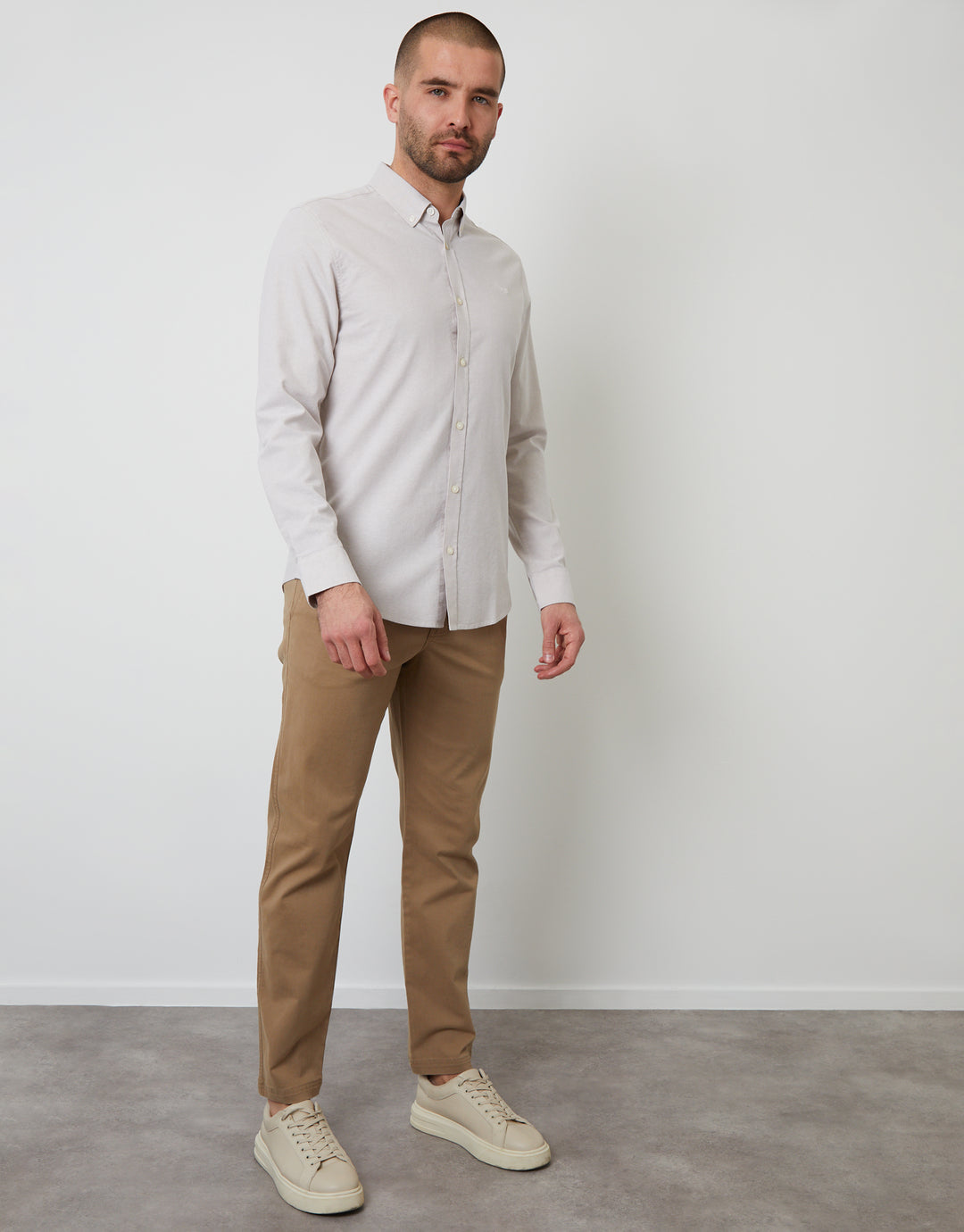 Stone Cotton Long Sleeve Shirt