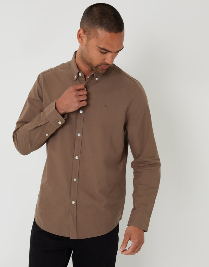 Brown Cotton Long Sleeve Shirt