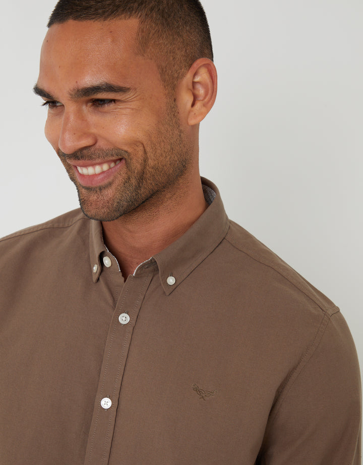 Brown Cotton Long Sleeve Shirt