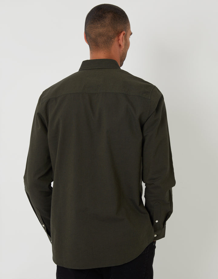 Forest Green Cotton Long Sleeve Shirt