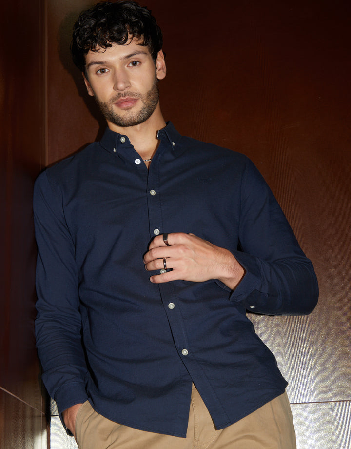 Blue Cotton Long Sleeve Shirt