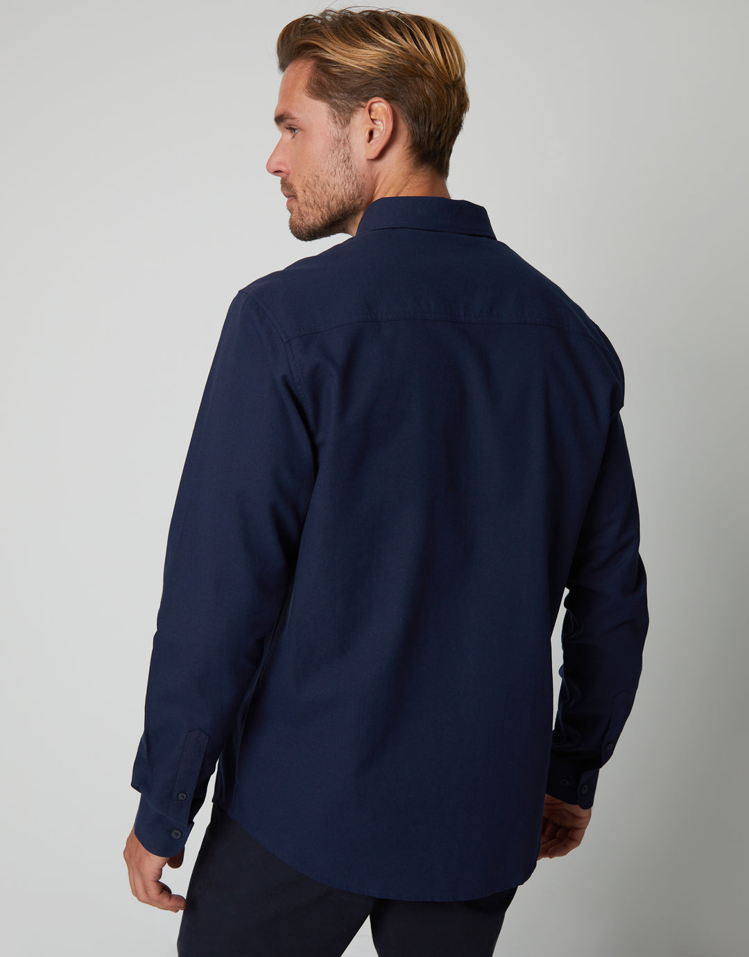Navy Cotton Long Sleeve Shirt
