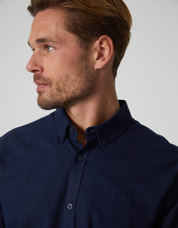 Navy Cotton Long Sleeve Shirt