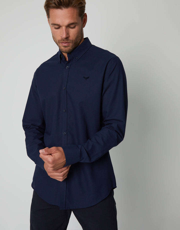 Navy Cotton Long Sleeve Shirt