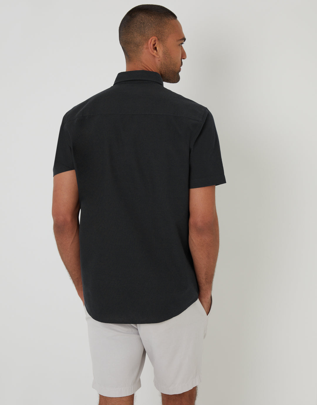 Threadbare Short Sleeve Shirt in Black - back view