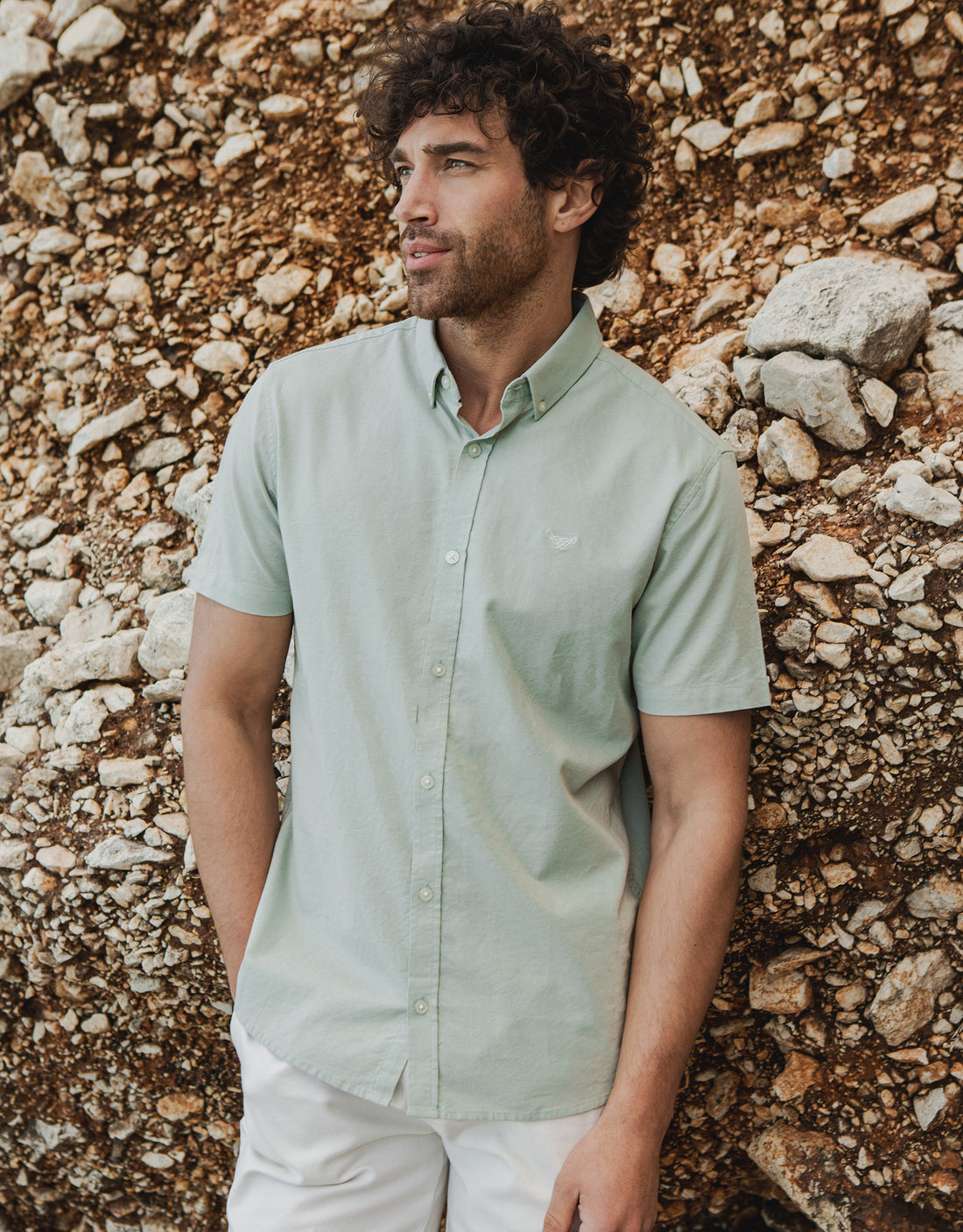 Men's Sage Green Plain Short Sleeve Shirt – Threadbare