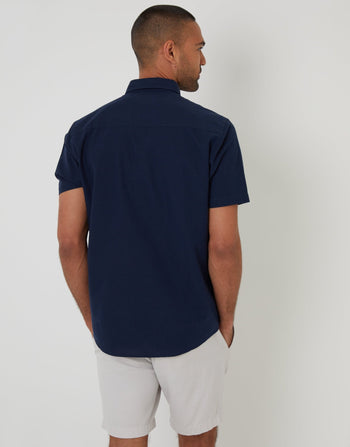 Threadbare Short Sleeve Shirt in Navy - back view