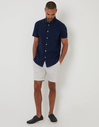 Threadbare Short Sleeve Shirt in Navy - full outfit view