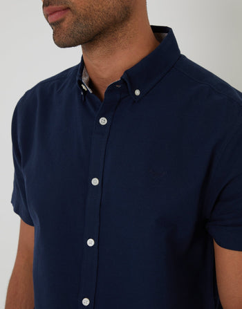 Threadbare Short Sleeve Shirt in Navy - front detail view