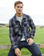 Navy Check Heavy Brushed Button Up Shacket
