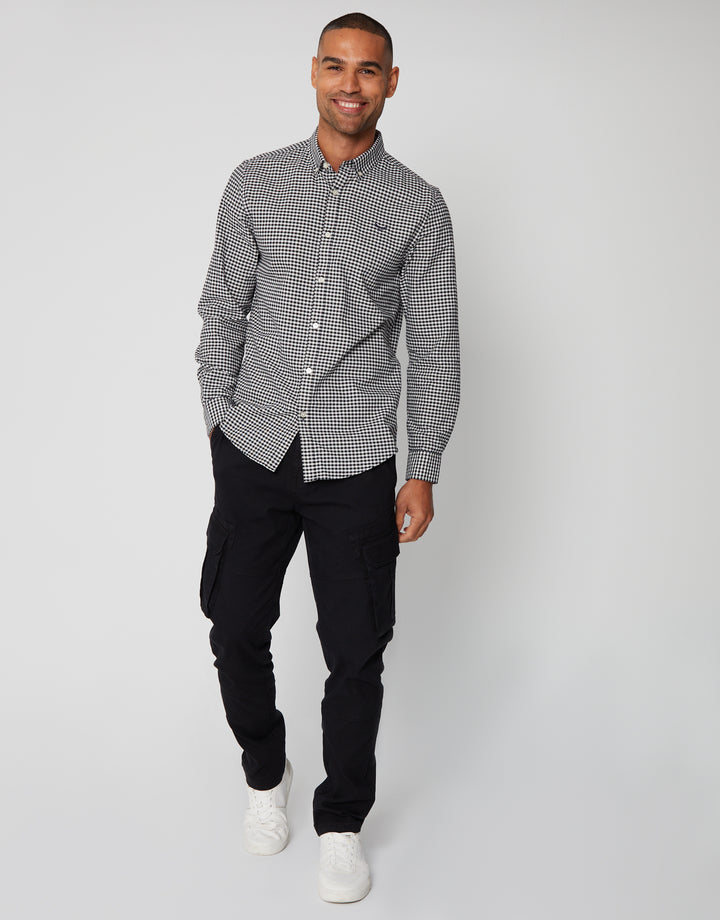 Black Check Cotton Long Sleeve Shirt