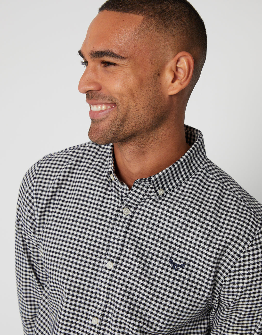 Black Check Cotton Long Sleeve Shirt