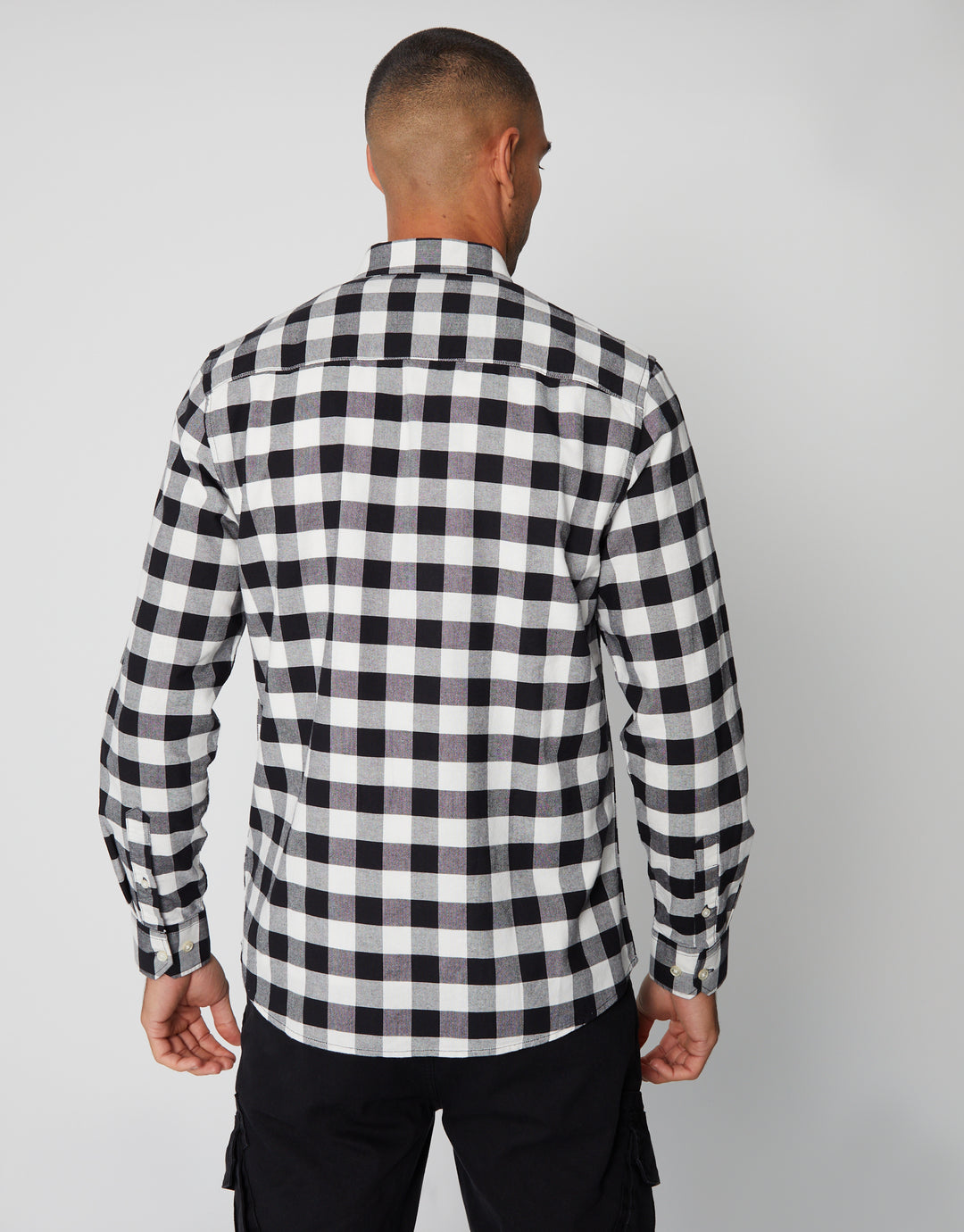 Black Check Cotton Long Sleeve Shirt