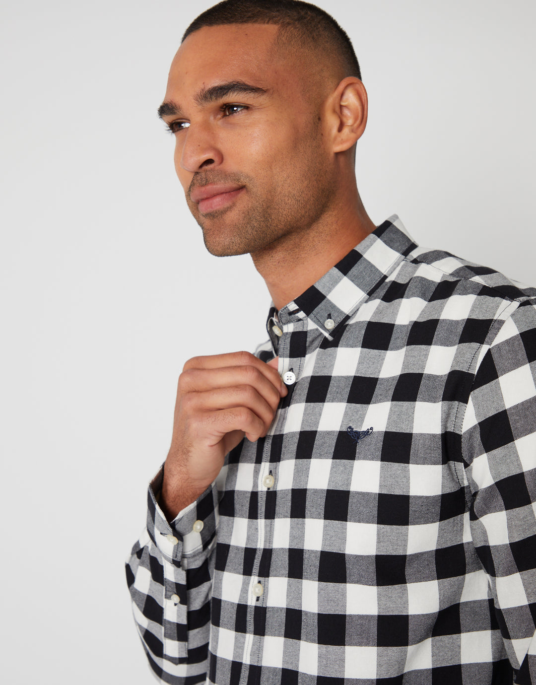 Black Check Cotton Long Sleeve Shirt