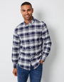 Navy Check Cotton Long Sleeve Shirt