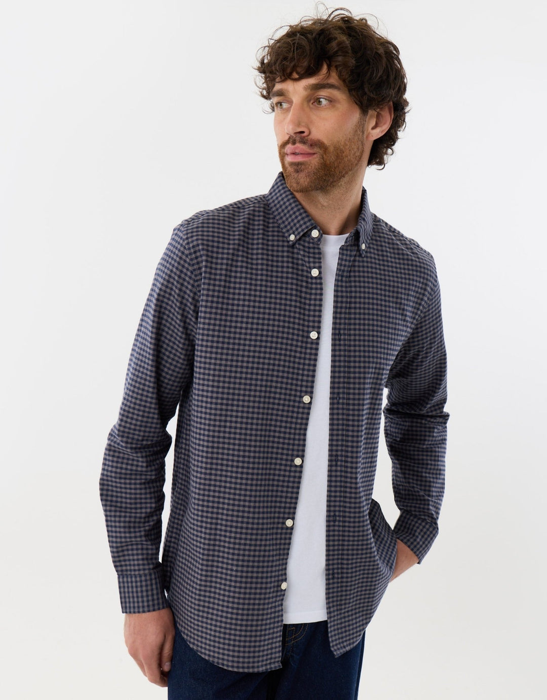 Regular Fit Cotton Oxford Shirt in Brown Check