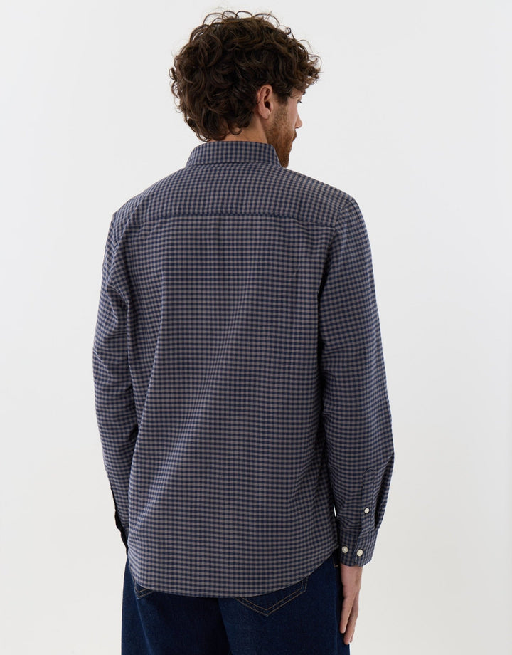 Regular Fit Cotton Oxford Shirt in Brown Check