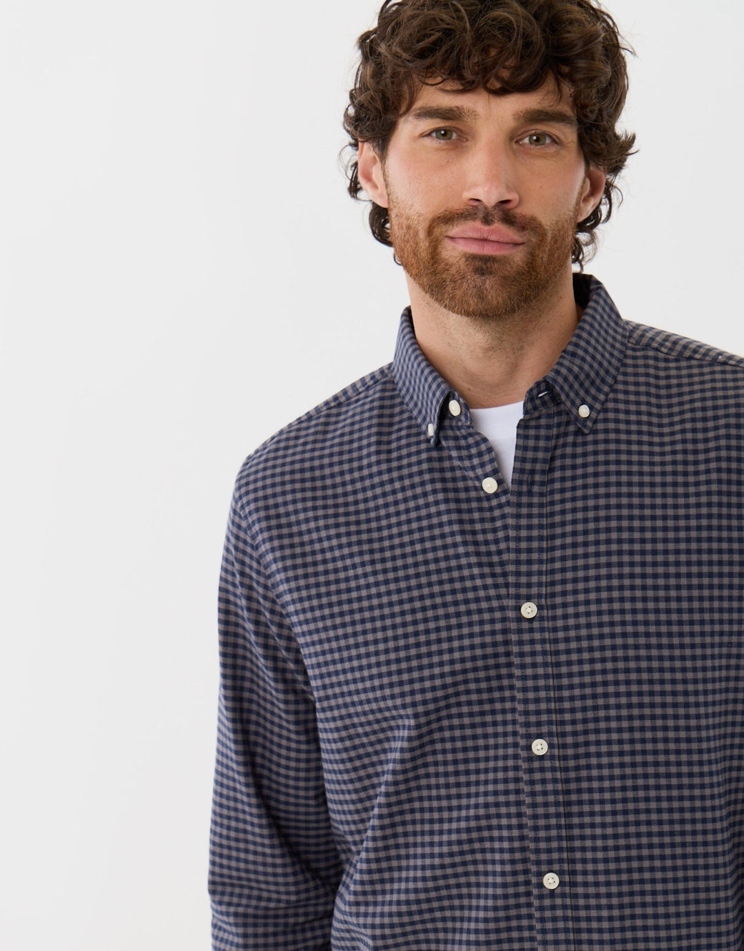 Regular Fit Cotton Oxford Shirt in Brown Check