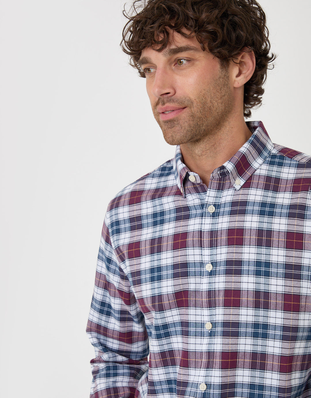 Threadbare Regular Fit Cotton Oxford Shirt in Red Check - close up