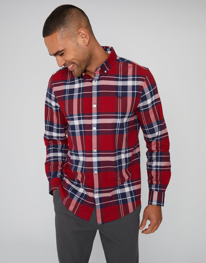 Red Check Cotton Long Sleeve Shirt