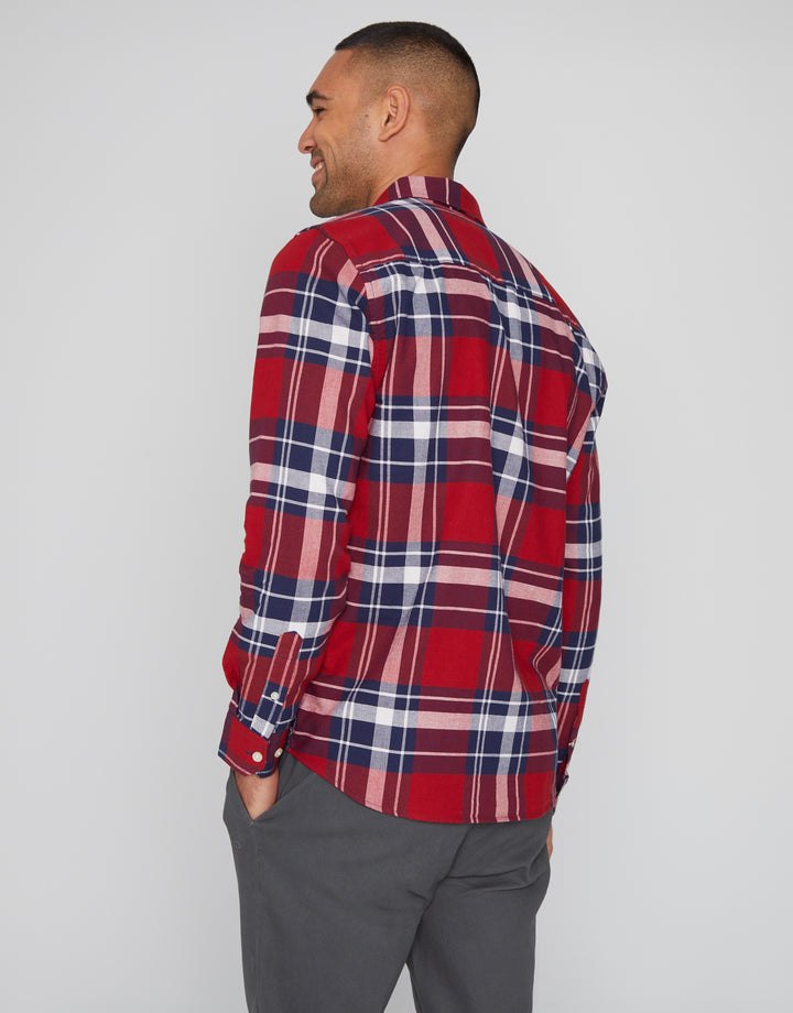 Red Check Cotton Long Sleeve Shirt