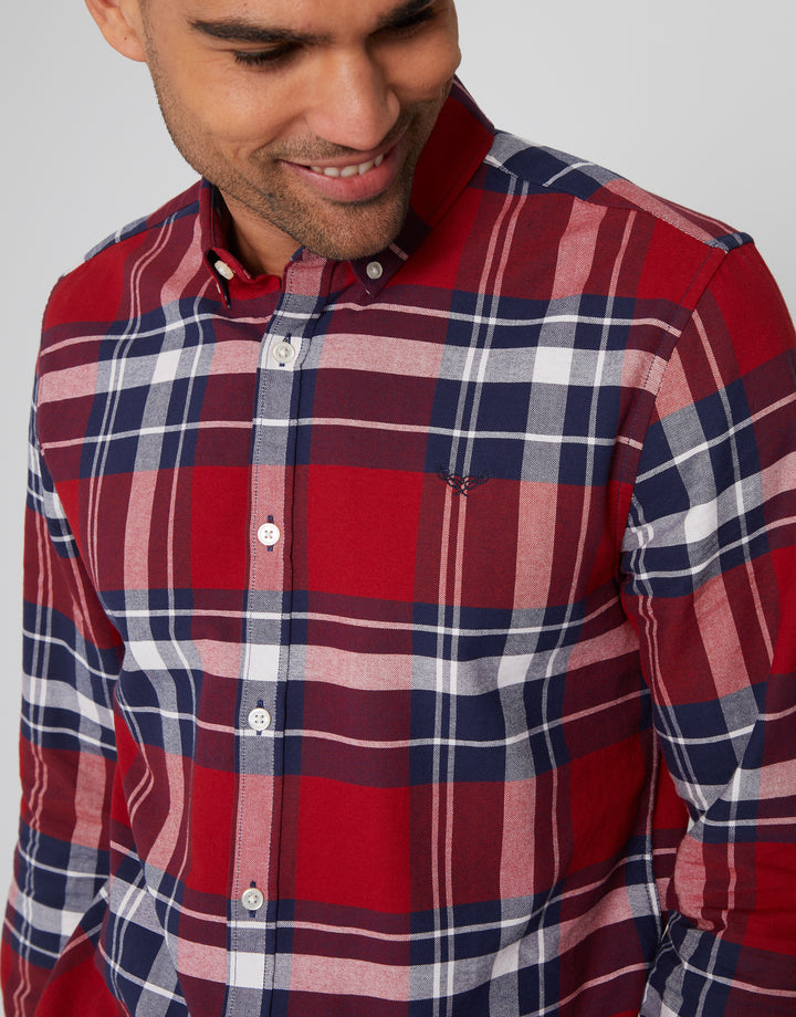 Red Check Cotton Long Sleeve Shirt
