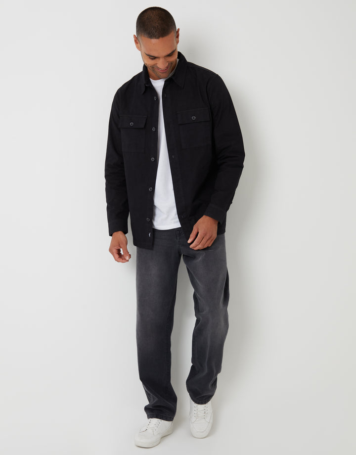 Black Relaxed Fit Lightweight Shacket
