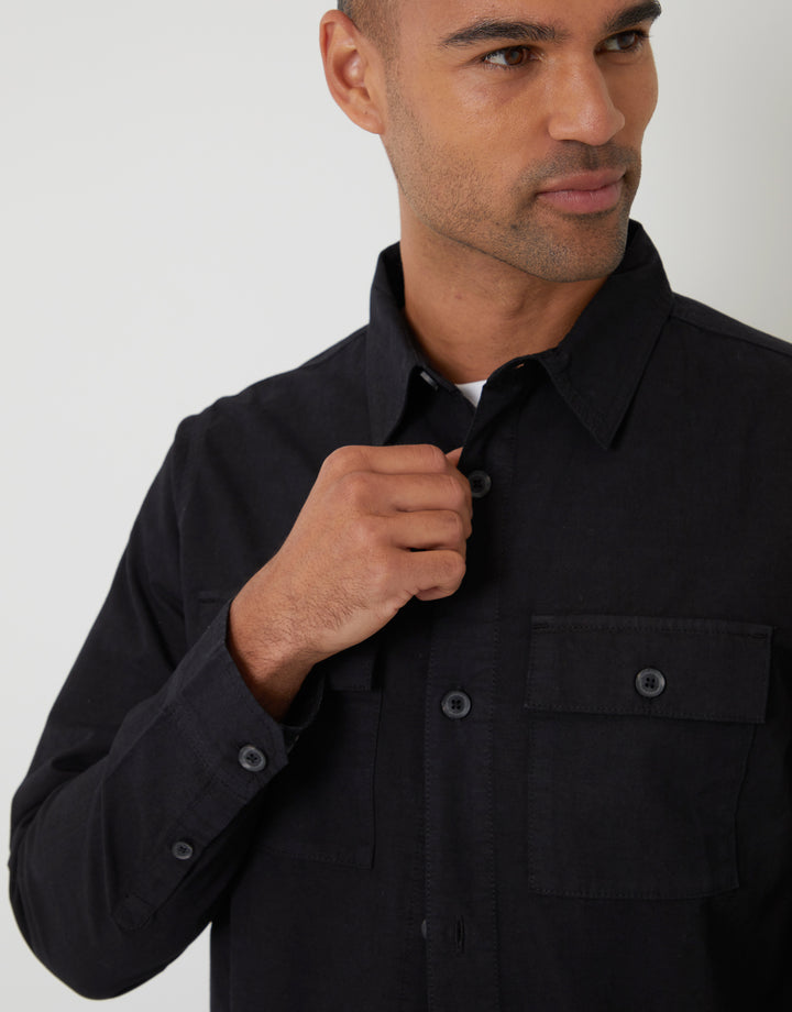 Black Relaxed Fit Lightweight Shacket
