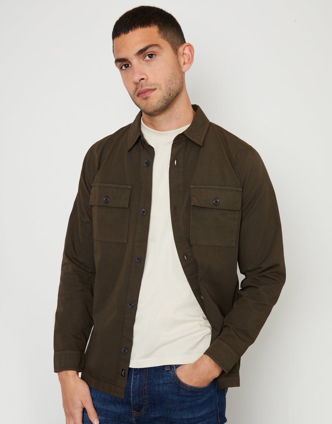 Chocolate Brown Relaxed Fit Lightweight Shacket