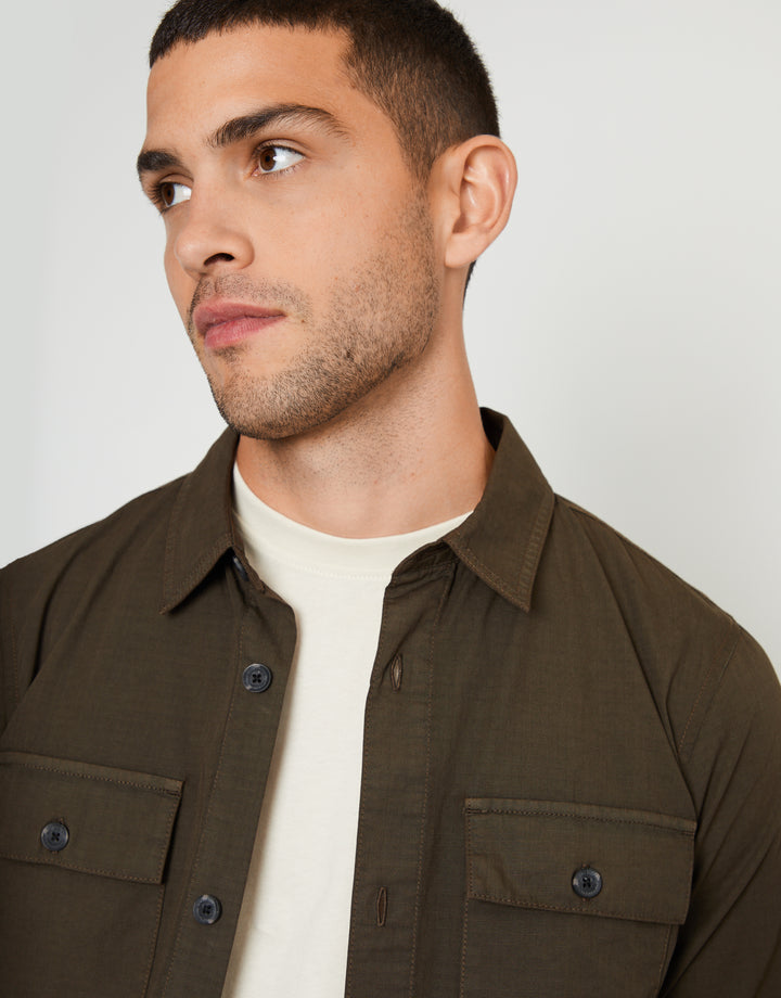 Chocolate Brown Relaxed Fit Lightweight Shacket