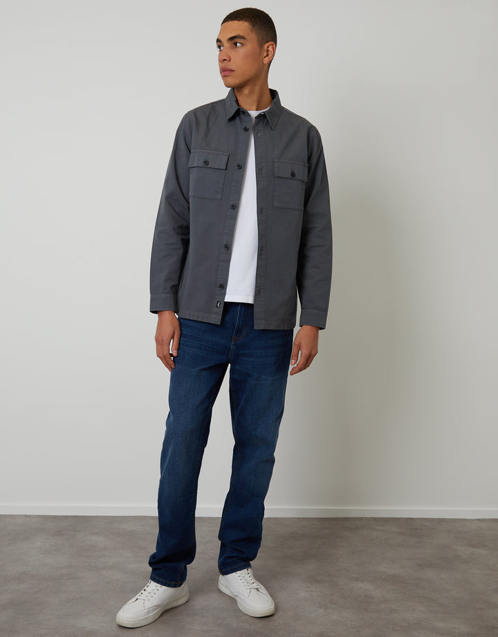 Dark Grey Lightweight Shacket