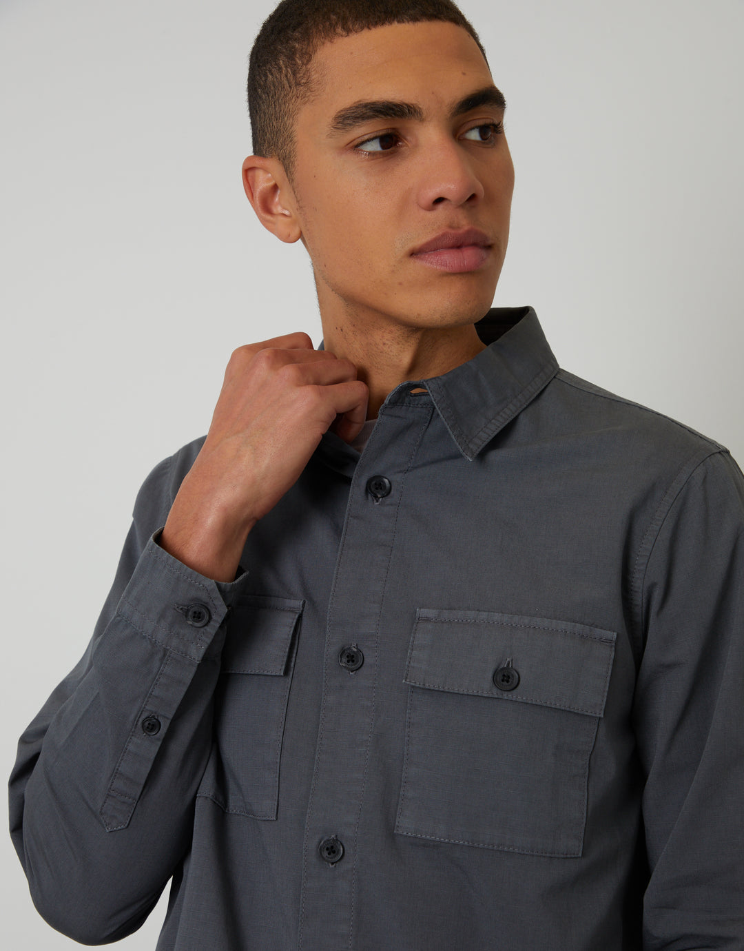 Dark Grey Lightweight Shacket