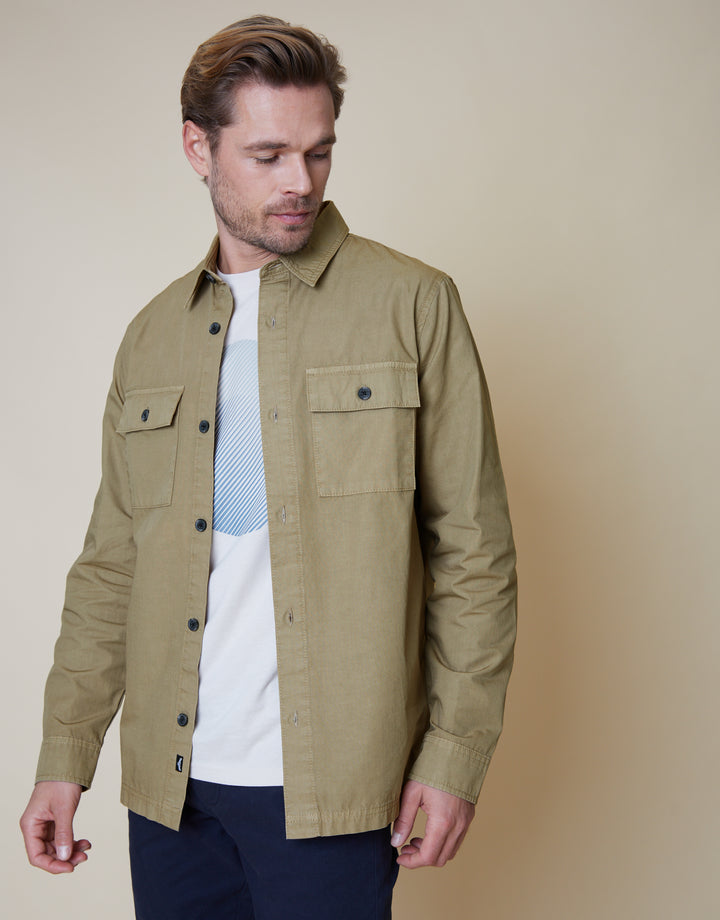 Stone Relaxed Fit Lightweight Shacket