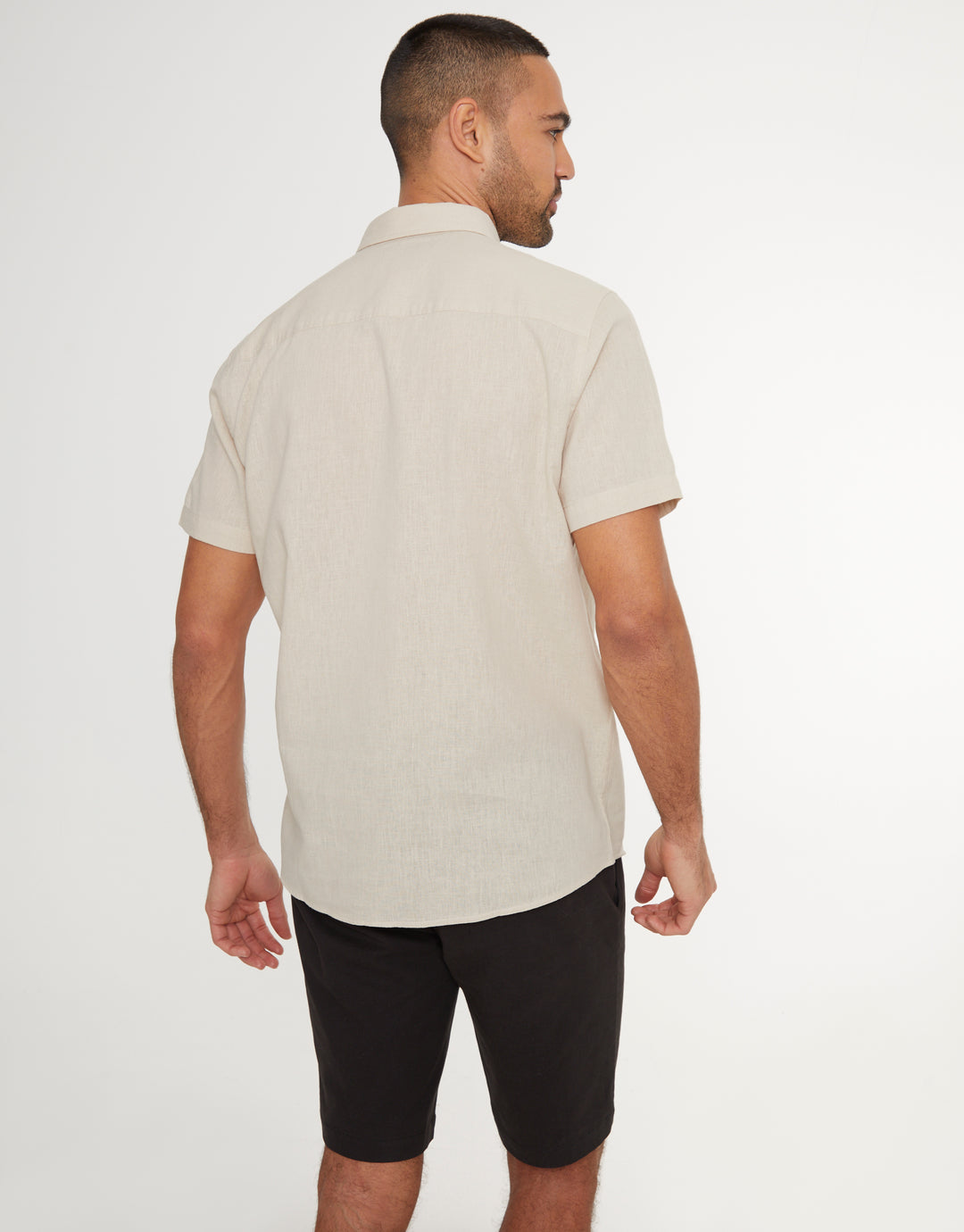 Stone Short Sleeve Linen Blend Shirt
