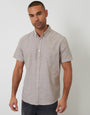 Taupe Short Sleeve Linen Blend Shirt