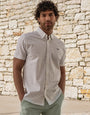 White Geo Print Short Sleeve Shirt