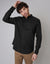 Black Long Sleeve Slim Fit Linen Blend Shirt