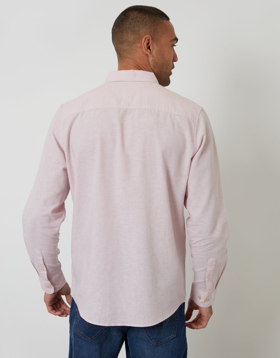 Pink Long Sleeve Linen Blend Shirt