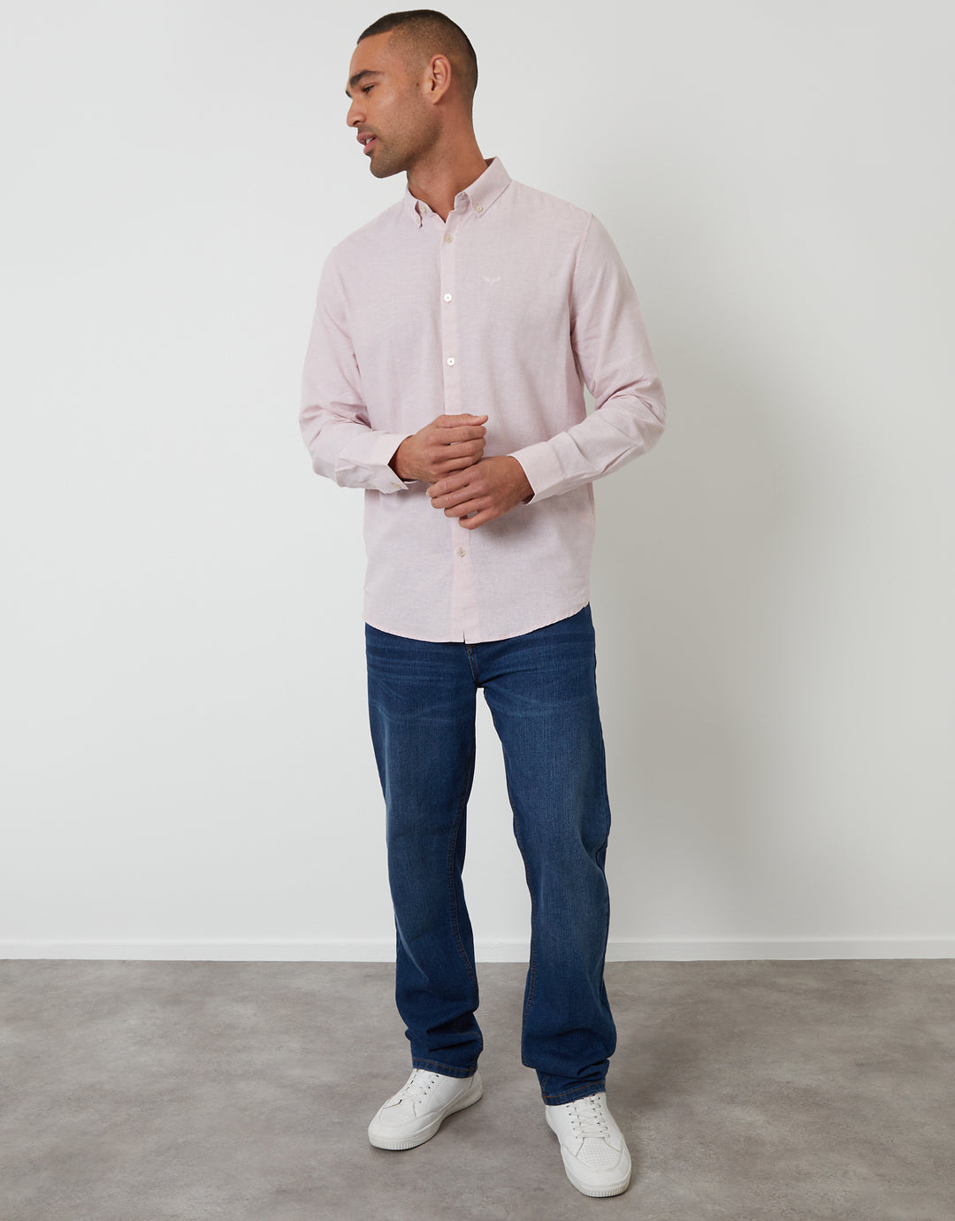 Pink Long Sleeve Linen Blend Shirt