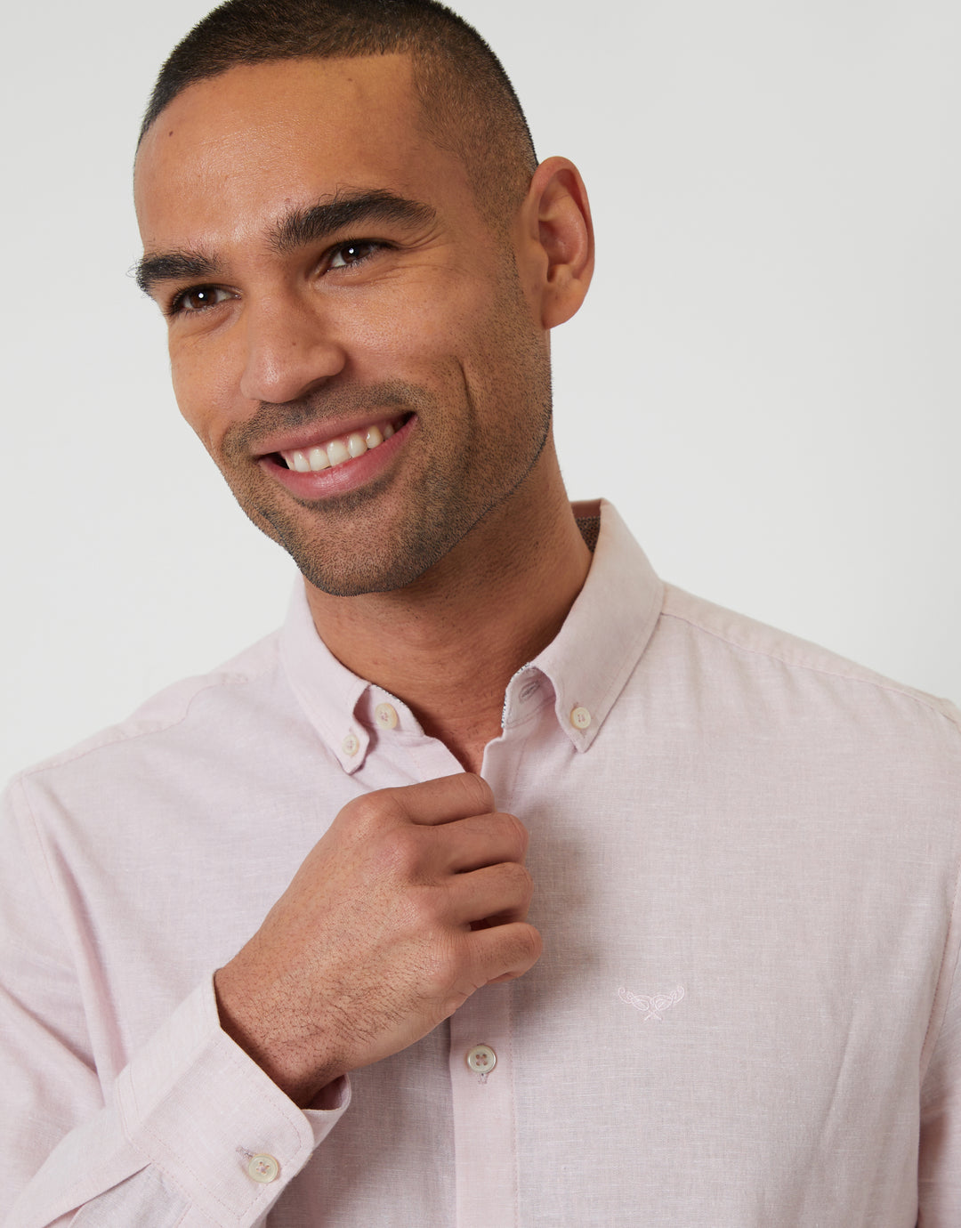 Pink Long Sleeve Linen Blend Shirt