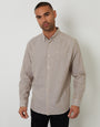 Taupe Long Sleeve Linen Blend Shirt