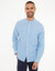 Denim Blue Grandad Collar Linen Blend Long Sleeve Shirt
