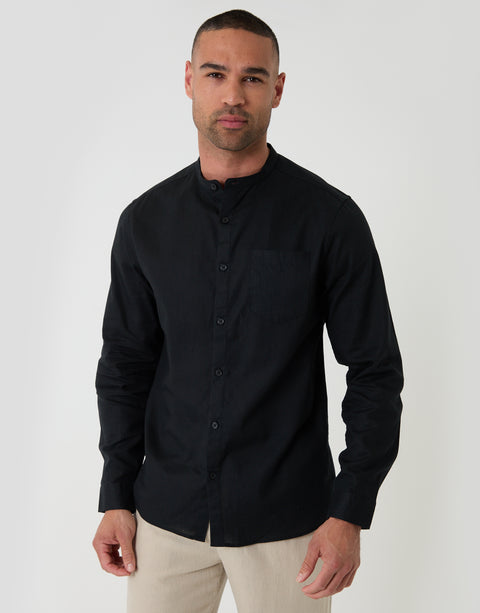 Threadbare Long Sleeve Shirt in Black - Front View