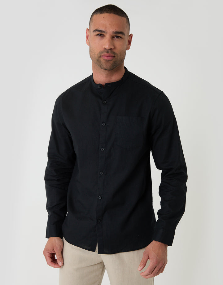Threadbare Long Sleeve Shirt in Black - Front View